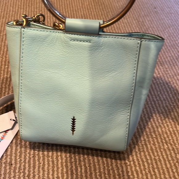 NWT THACKER le bucket mini leather satchel in mint brushed gold - Picture 3 of 14